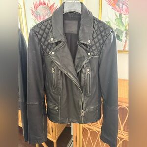 All Saints Cargo Distressed Leather Jacket